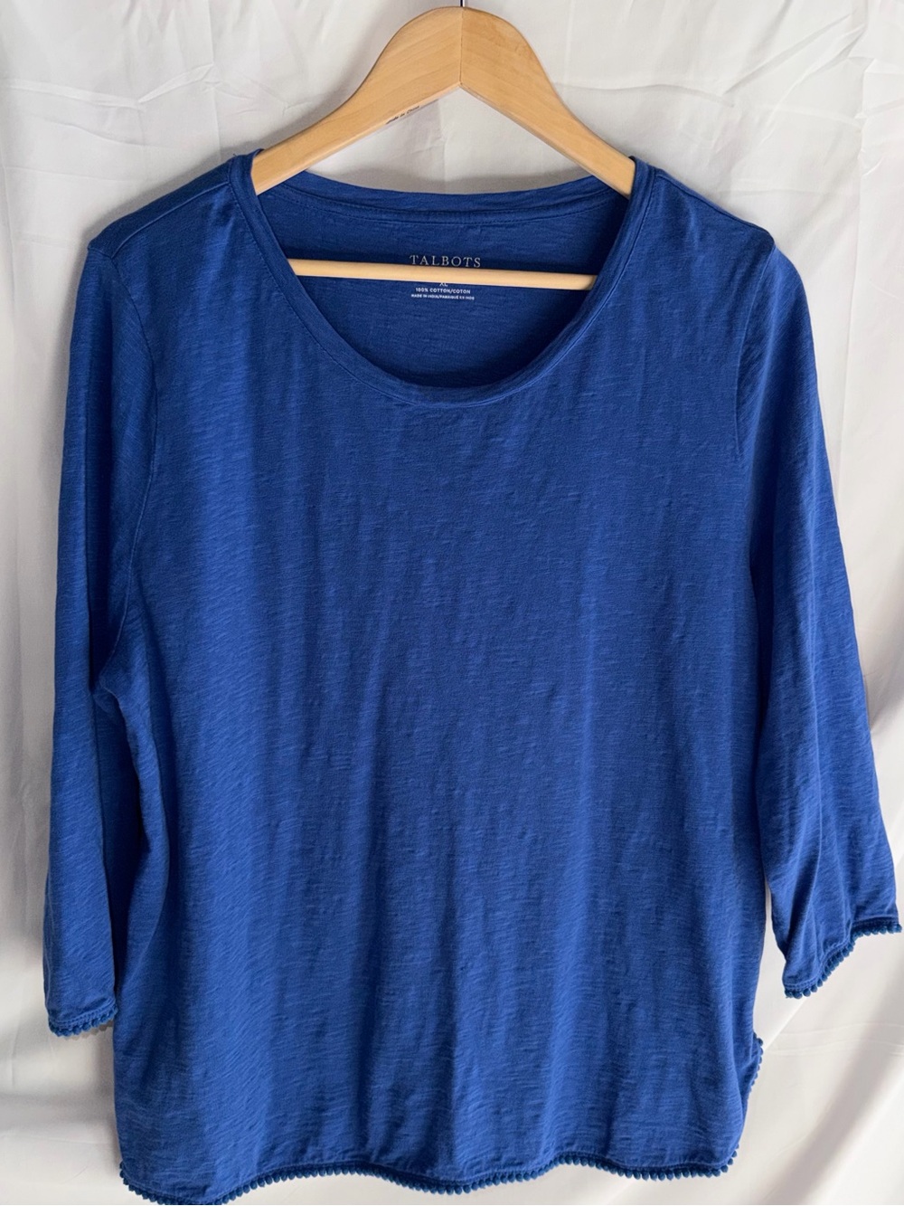 Talbots Cobalt Blue Scoop Neck Long Sleeve Top